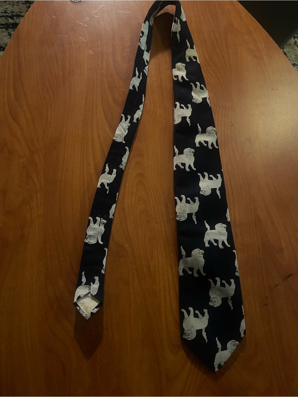 Worth Navy Blue Tie with White Pug Motif